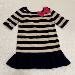 Lilly Pulitzer girls 2-3 yrs Striped Navy sparkly gold knit Kids Dress Pink Bow